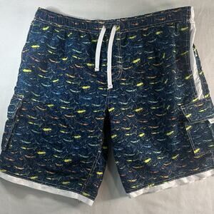 Ingear Swim Trunks Mens Size XLarge‎ Blue Shark Surf Cargo Pockets Mesh